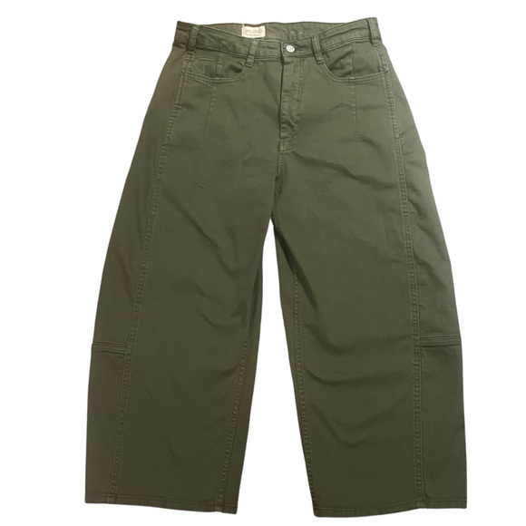 Pilcro Women’s 28 Barrel Pants Olive The Kenna Mid Rise Heritage Wide Leg Green - Picture 2 of 10